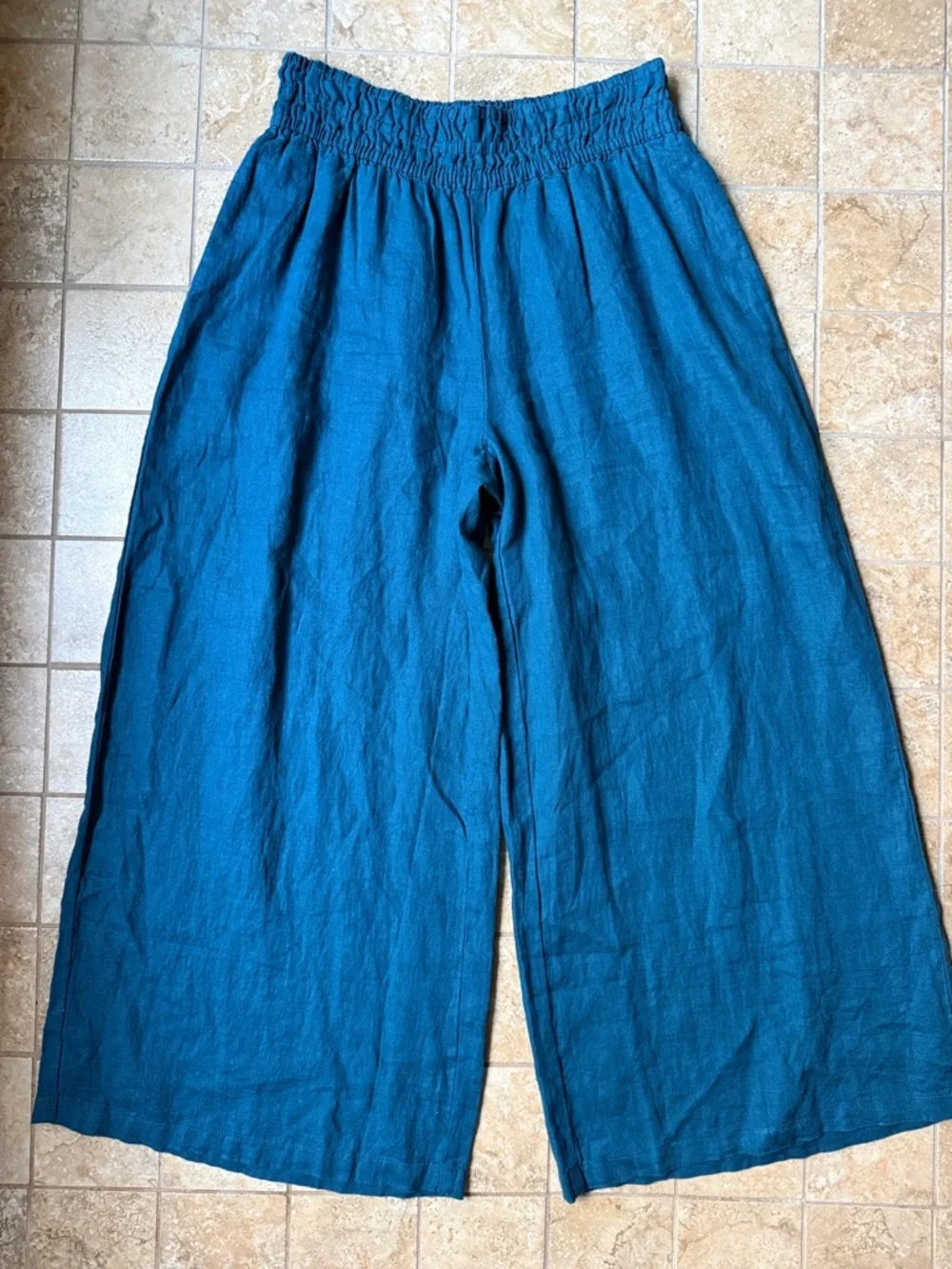 Somerset Linen Pants Anthropologie Pull-on Smocked Elastic Waist Pockets S NWT - Picture 2 of 16
